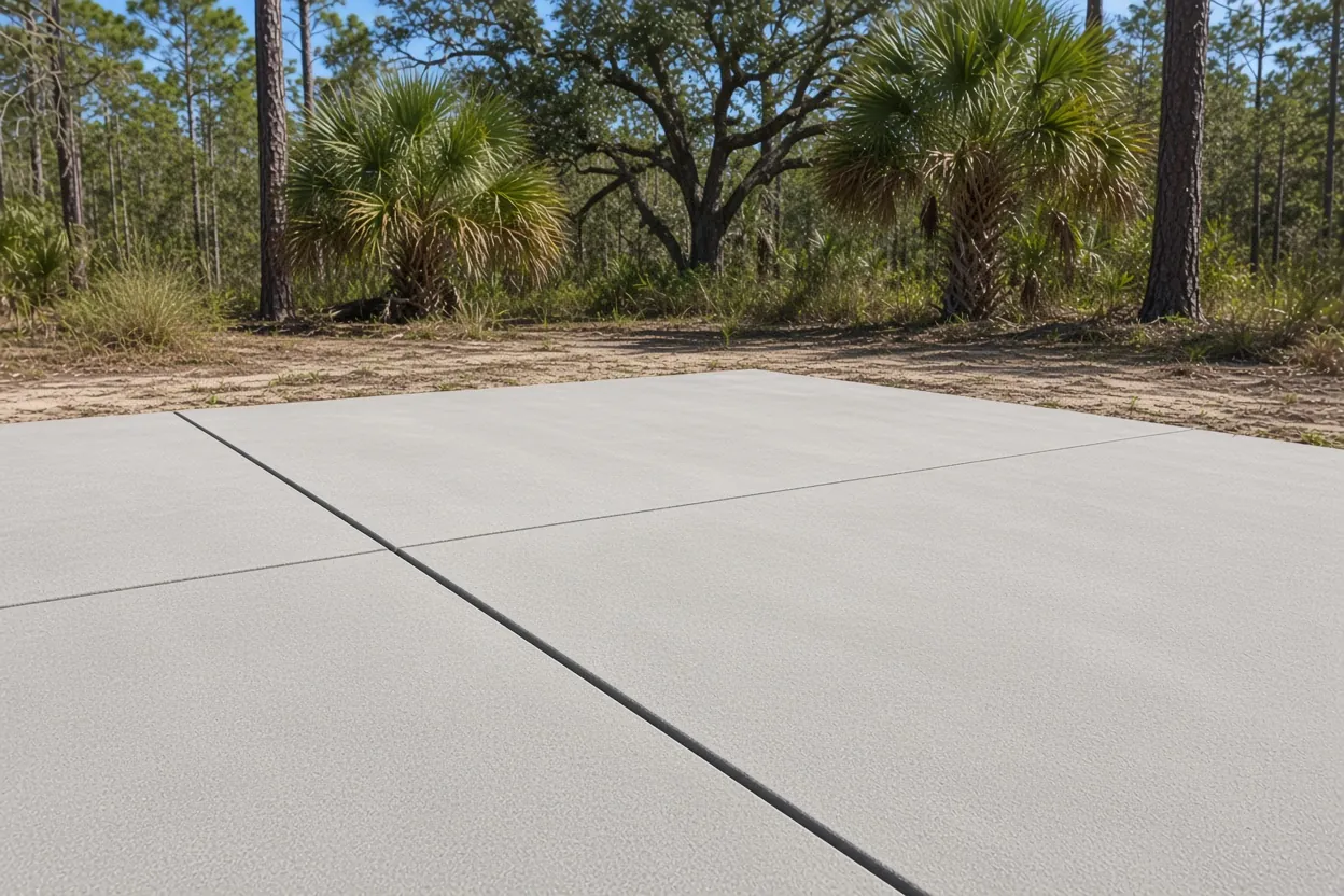 Compacted light sand base inside wood forms ready for a concrete slab in Lakeland